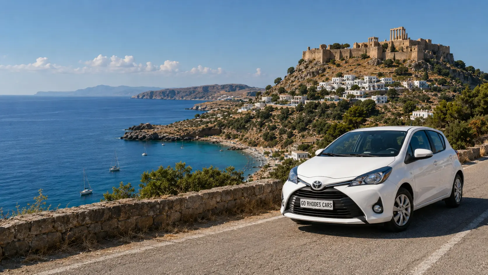 Rhodes car rental with no deposit and no credit card options near Lindos